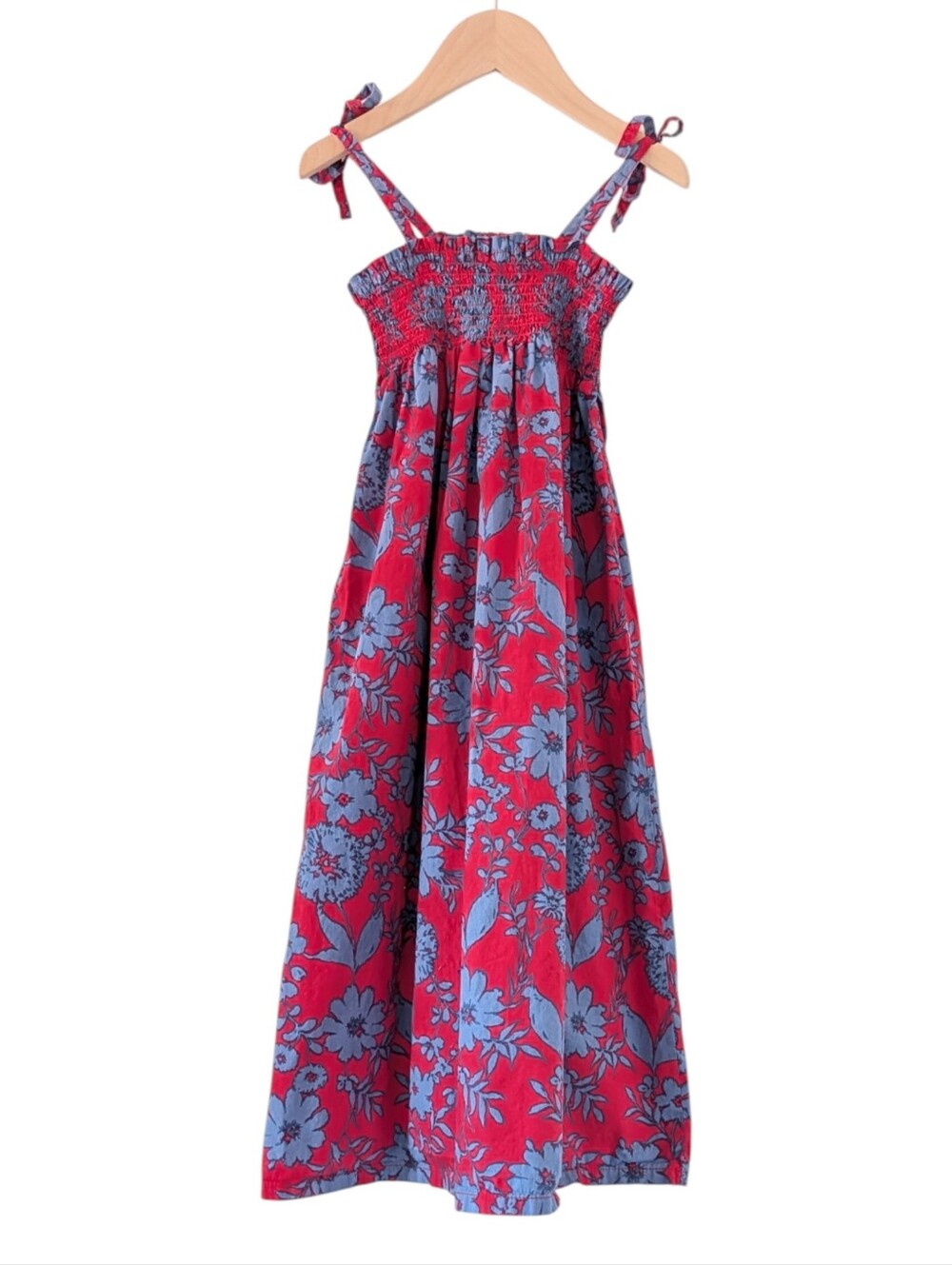 Tea Collection Italy Il Piu Bella Smocked Tank Maxi Dress Red Blue Girls Size 7